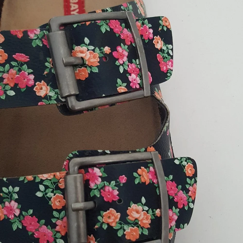 Union Bay Melissa Women's 6M Floral Open Toe Double Strap Slide Cork Sandals